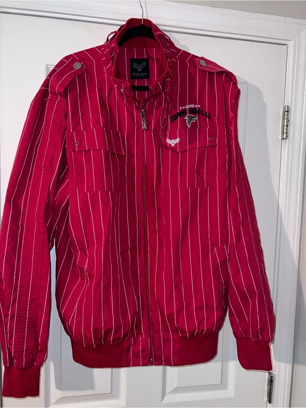 Basic Code Atlanta Falcons 2016 Super Bowl pinstriped jackets men’s size 2XL